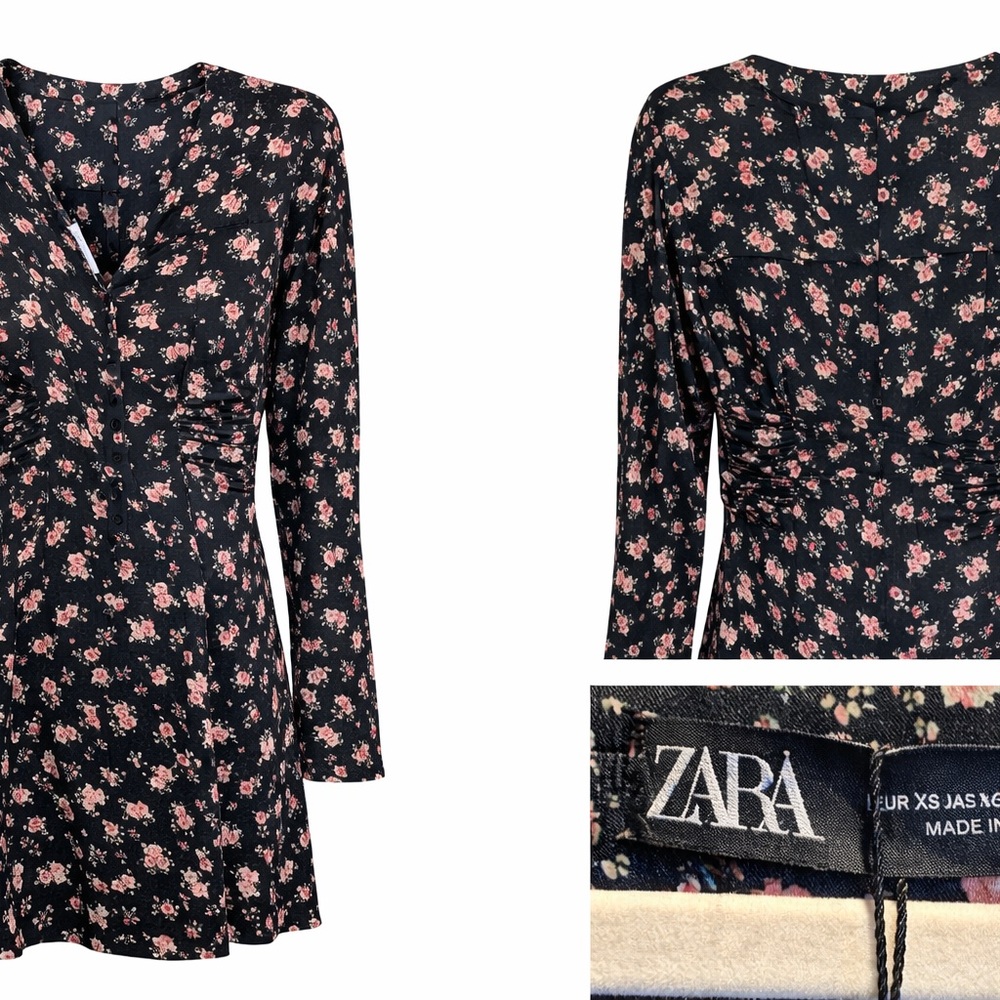 NWT Zara Black Floral Mini Dress
